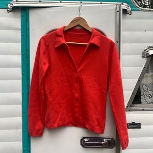 SOLD Red cashmere collared cardigan